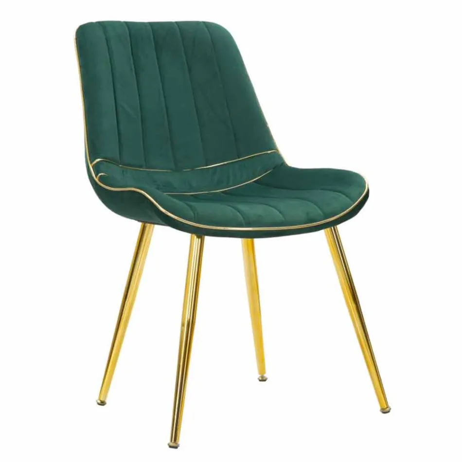 Gestoffeerde design eetkamerstoel in hout en stof, 2 stuks - Kolly Viadurini