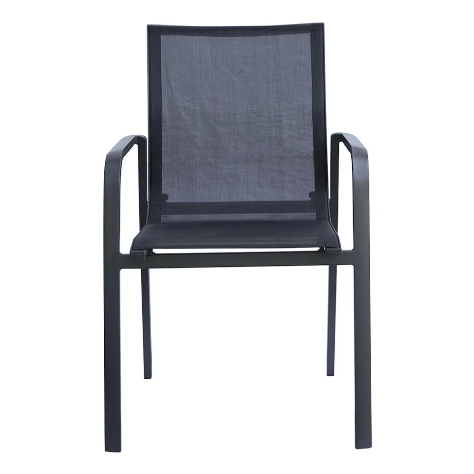 Stapelbare stoel met aluminium en witte of grijze textilene armleuningen - Greenstyle Viadurini