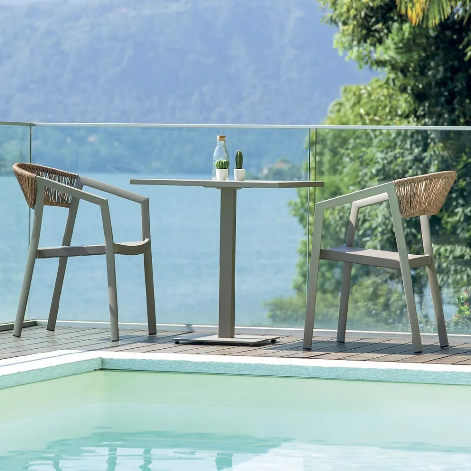 Stapelbare stoel met textilene zitting en Twist Wicker rugleuning - Passion Viadurini