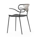 Stapelbare stoel met metalen structuur en touw Made in Italy, 2 stuks - Trosa