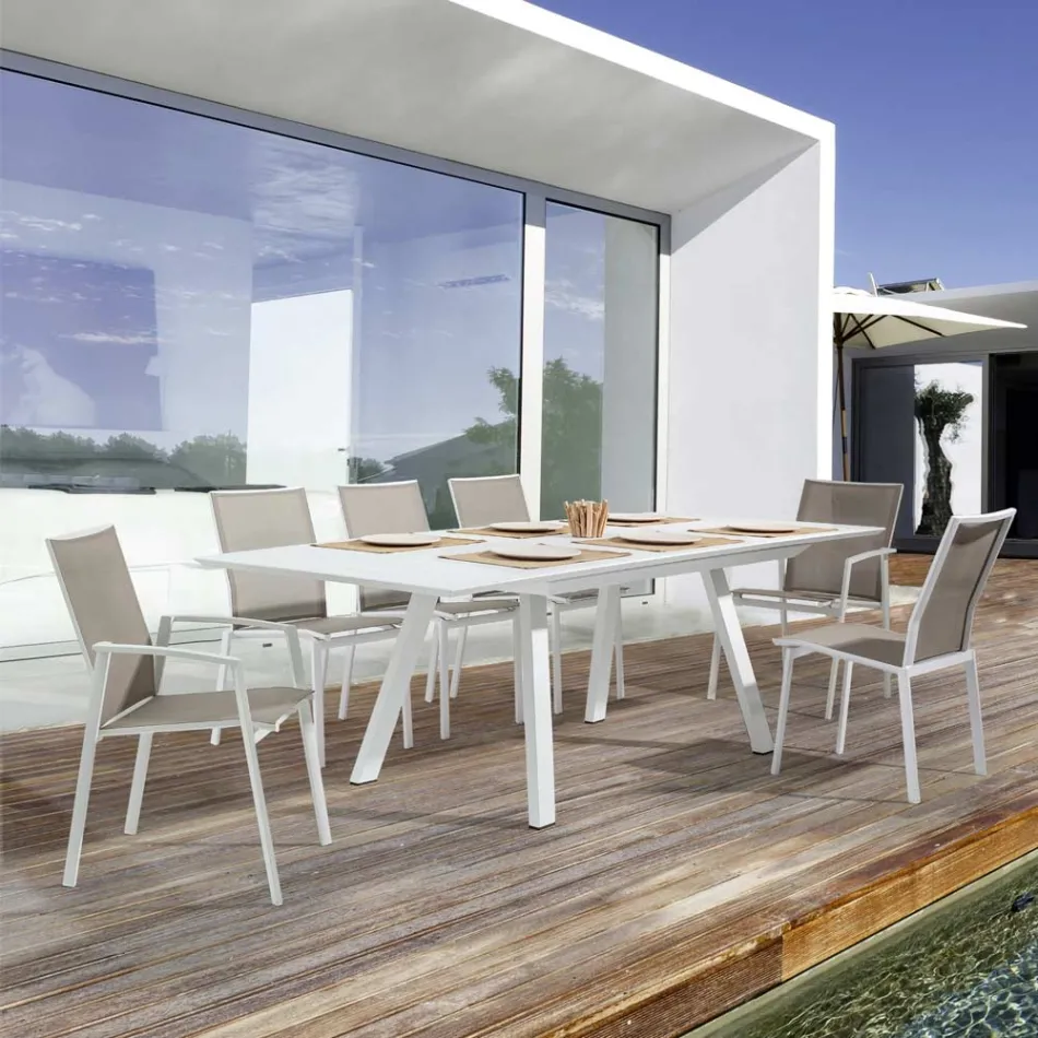 Stapelbare buitenstoel in geverfd aluminium, Homemotion, 4 stuks - Odelia Viadurini