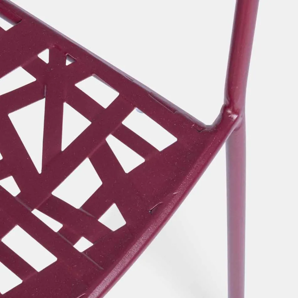 Stapelbare buitenstoel in mat afgewerkt staal, 4 stuks - Ralia Viadurini