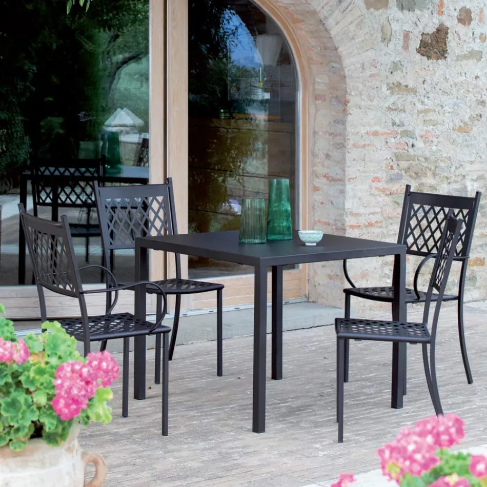 Stapelbare buitenstoel van gegalvaniseerd staal Made in Italy 4 stuks - Celia Viadurini