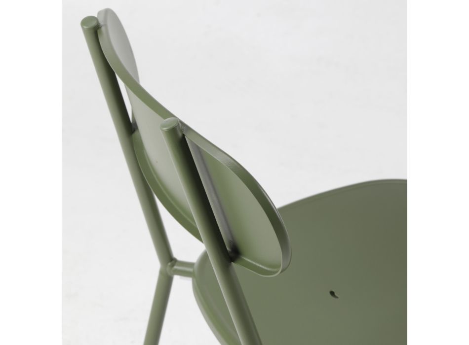 Stapelbare buitenstoel van gekleurd metaal Made in Italy 4 stuks - Pixie Viadurini