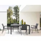 Stapelbare buitenstoel in stof en geverfd aluminium, 4-delig - Assia Viadurini