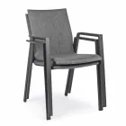 Stapelbare buitenstoel in stof en geverfd aluminium, 4-delig - Assia Viadurini