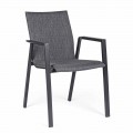 Stapelbare buitenstoel in stof en geverfd aluminium, 4-delig - Assia