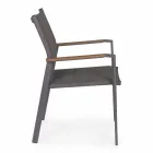 Stapelbare tuinstoel in textileen en antraciet aluminium, 6 stuks - Urban Viadurini