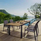 Stapelbare tuinstoel in textileen en antraciet aluminium, 6 stuks - Urban Viadurini