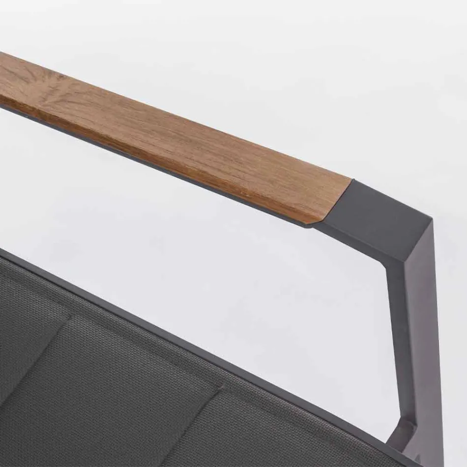 Stapelbare tuinstoel in textileen en antraciet aluminium, 6 stuks - Urban Viadurini