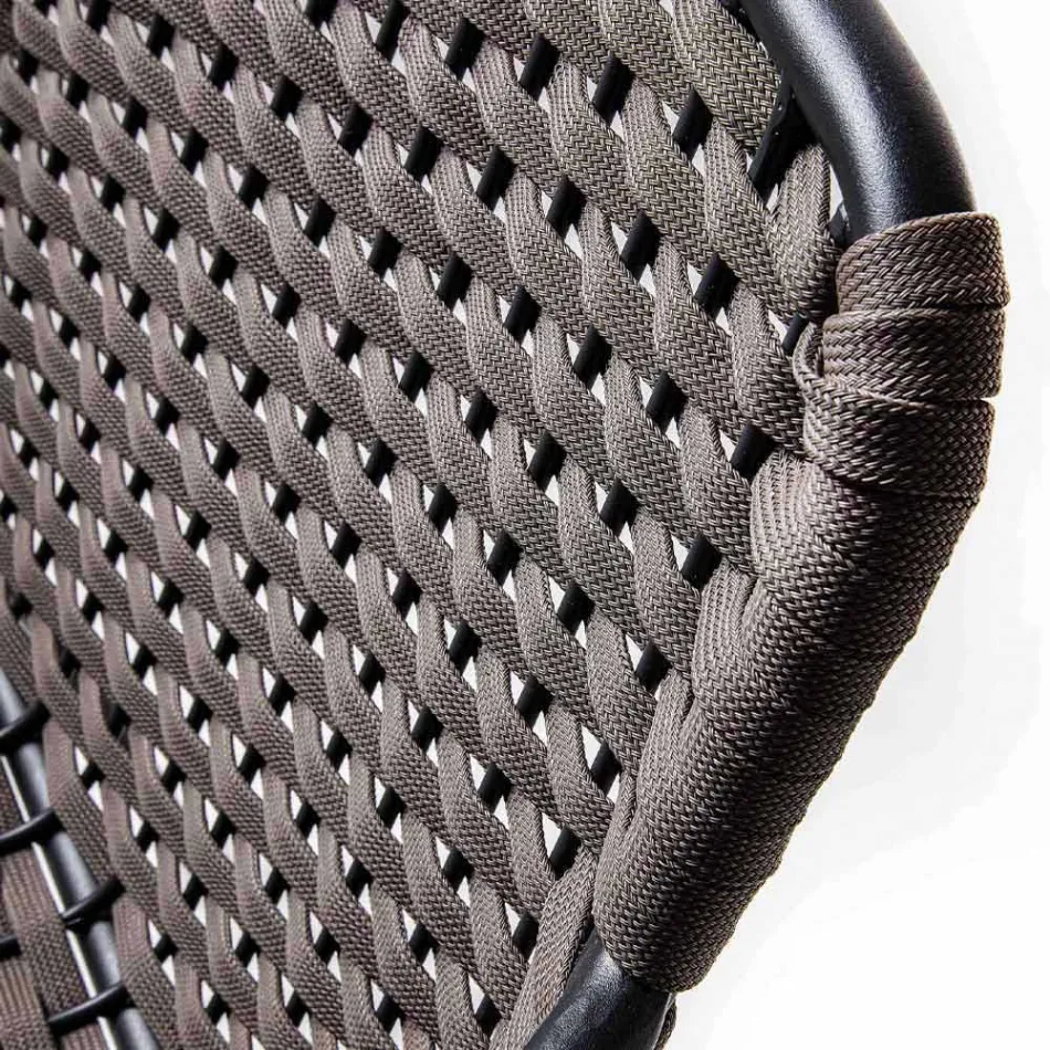 Stapelbare tuinstoel met metalen armleuningen en touw, 4 stuks - Cabaret Viadurini