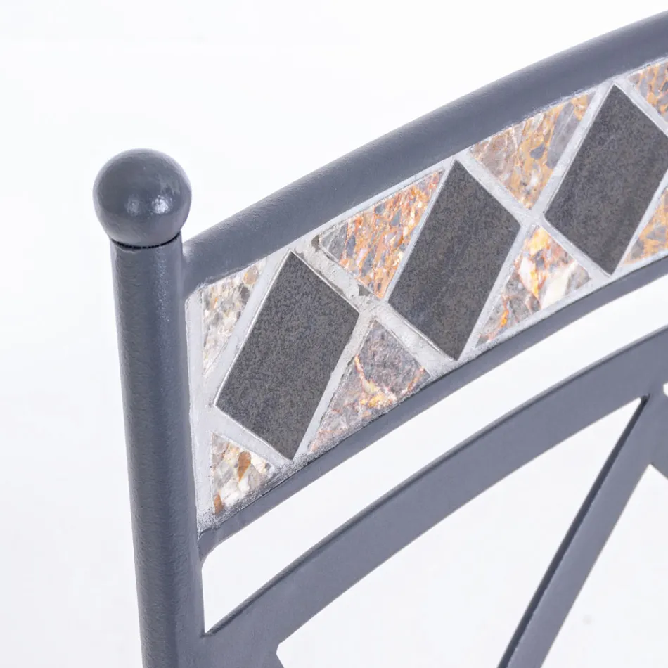 Stapelbare stalen tuinstoel met of zonder armleuningen - Letizia Viadurini