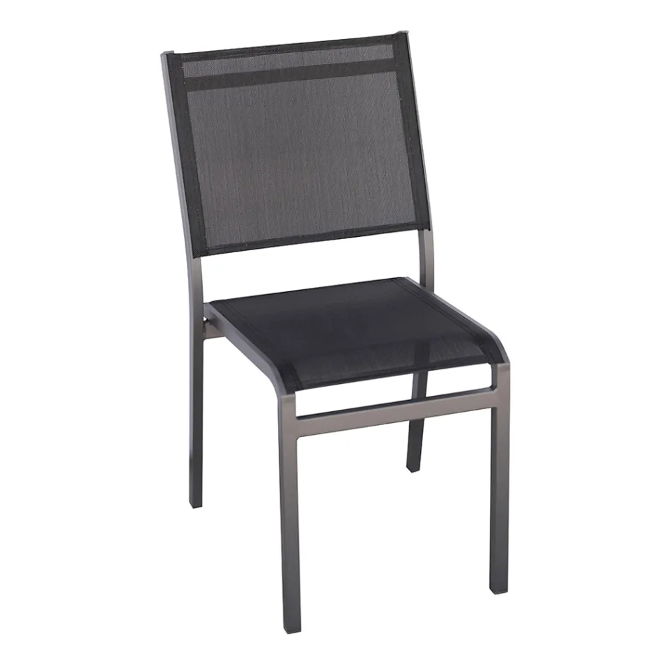 Stapelbare tuinstoel van wit of grijs aluminium en textilene - Floraforma Viadurini