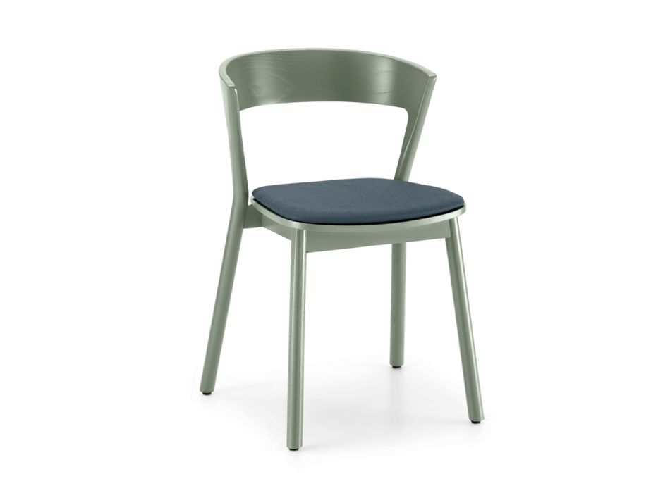 Stapelbare stoel in essenhout met stoffen zitting Made in Italy, 2 stuks - Oslo Viadurini