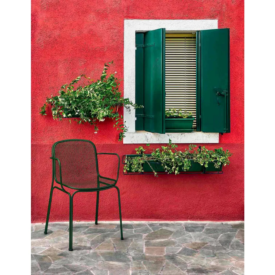 Stapelbare metalen buitenstoel gemaakt in Italië, 4 stuks - Verna Viadurini