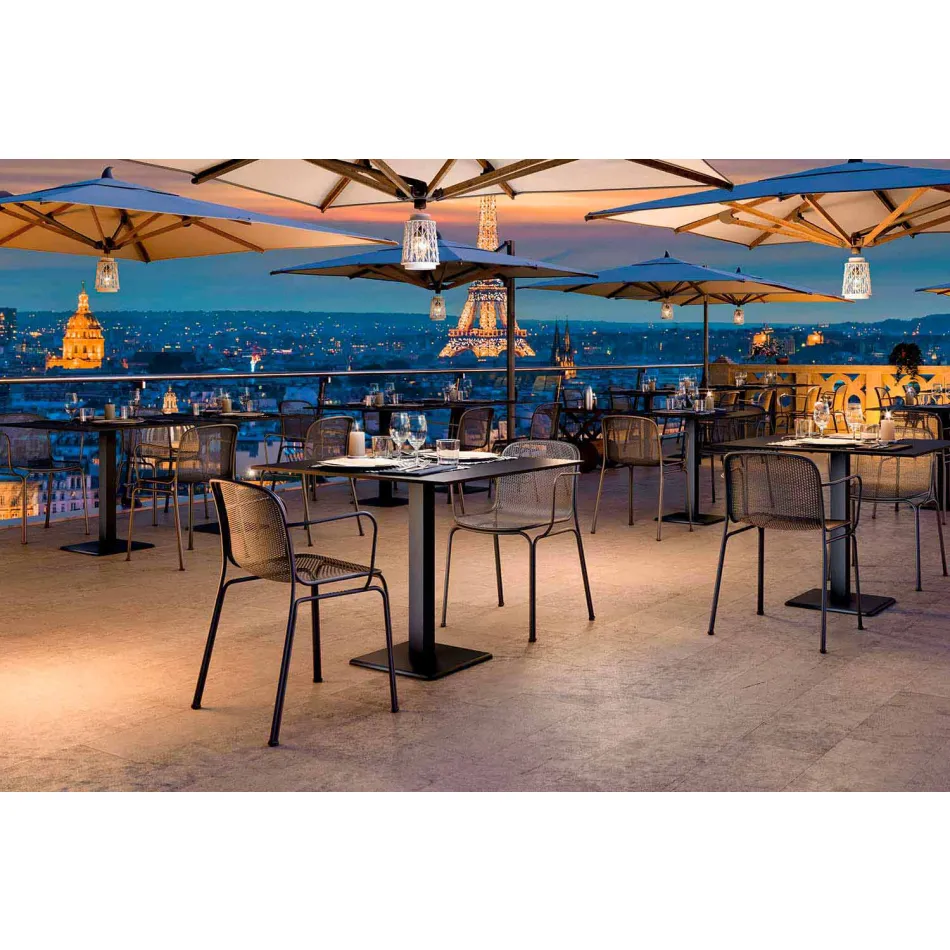 Stapelbare metalen buitenstoel gemaakt in Italië, 4 stuks - Verna Viadurini