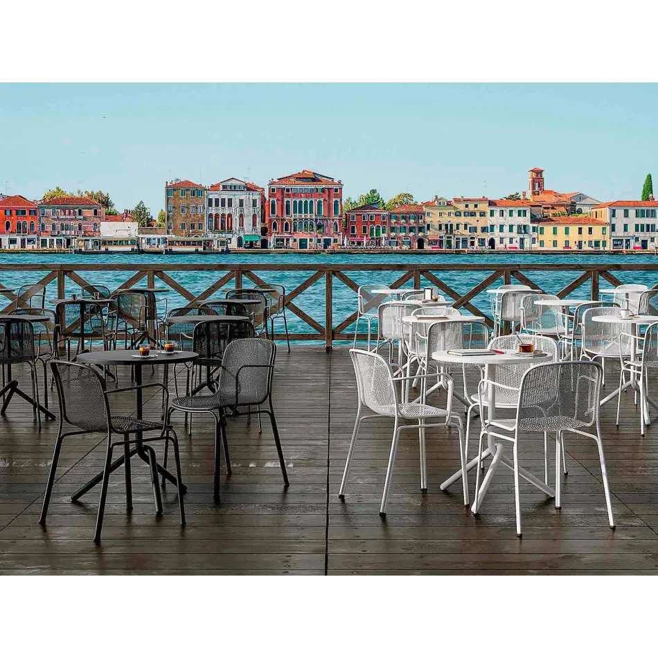 Stapelbare metalen buitenstoel gemaakt in Italië, 4 stuks - Verna Viadurini