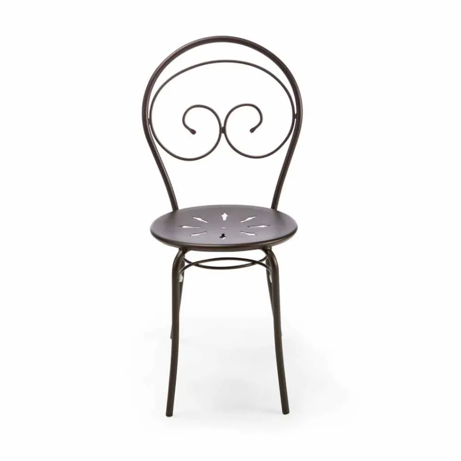 Stapelbare tuinstoel van metaal, gemaakt in Italië, 2 stuks - Authority Viadurini