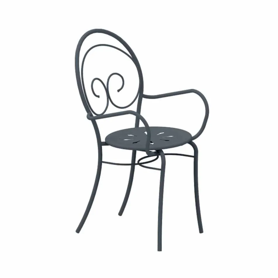 Stapelbare tuinstoel van metaal, gemaakt in Italië, 2 stuks - Authority Viadurini