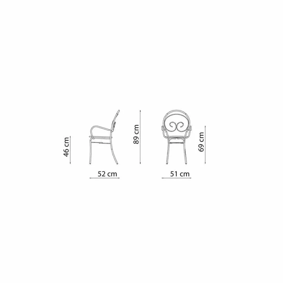 Stapelbare tuinstoel van metaal, gemaakt in Italië, 2 stuks - Authority Viadurini