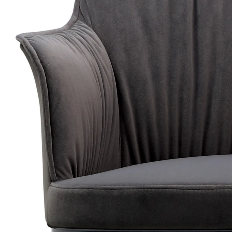 Stalen stoel met met fluweel beklede zitting Made in Italy - Arisa Viadurini