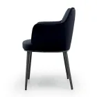 Stalen stoel met met fluweel beklede zitting Made in Italy - Arisa Viadurini