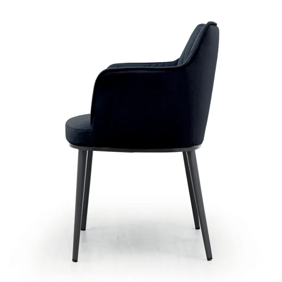 Stalen stoel met met fluweel beklede zitting Made in Italy - Arisa Viadurini