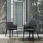 Stalen stoel met met fluweel beklede zitting Made in Italy - Arisa Viadurini