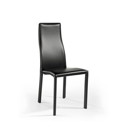 Superlichte aluminium stoel bekleed met leer of koeienhuid, 2 stuks - Cruise Viadurini