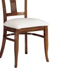 Stoel van wit eco-leer en gepatineerd kersenhout, gemaakt in Italië - Dolomiet Viadurini