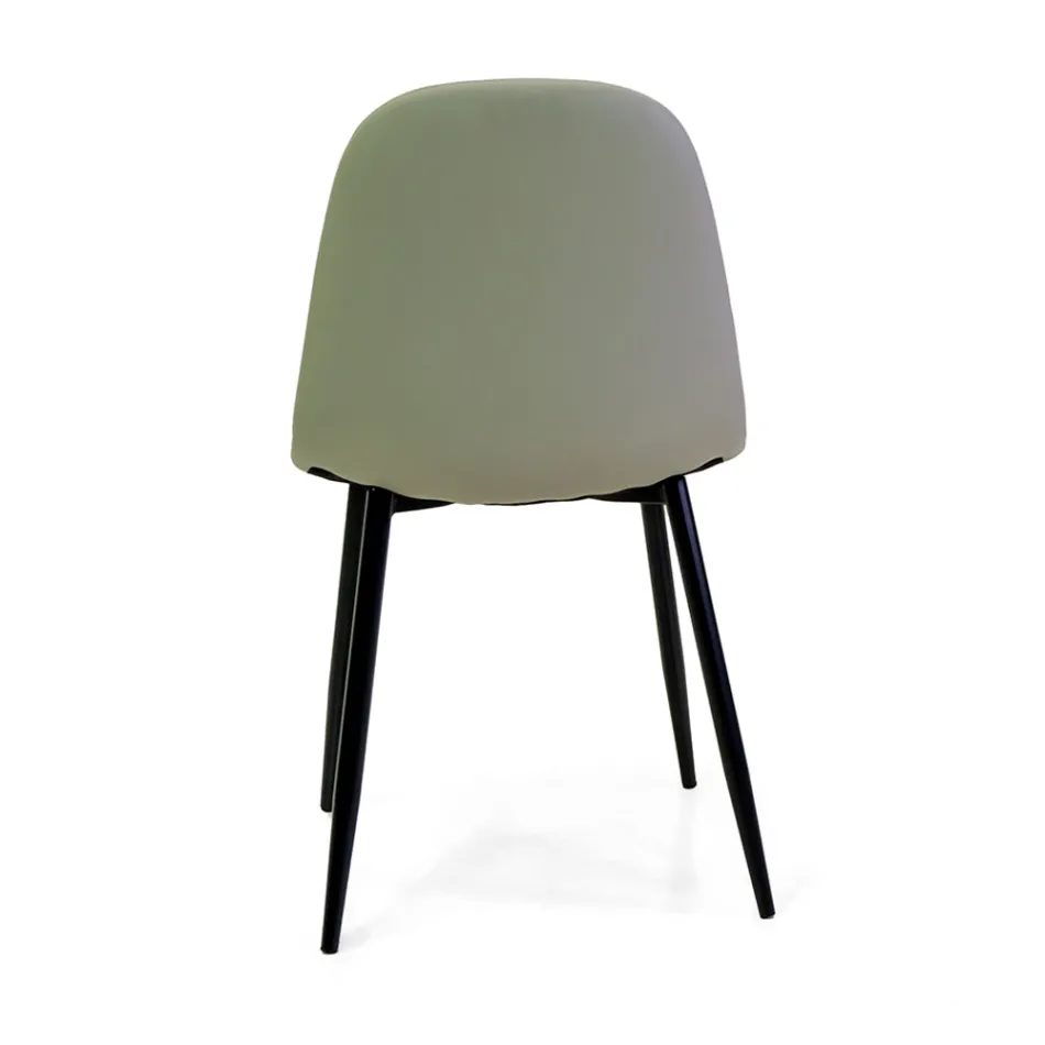 Eco-leren stoel met verschillende afwerkingen en metalen structuur - Pencil Viadurini