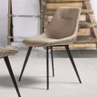 Ecolederen stoel met Nabuk-effect, metalen structuur - Ermes Viadurini