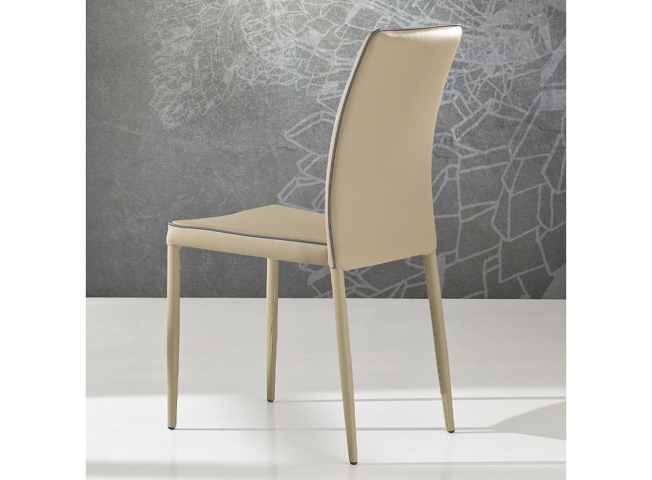 Stapelbare kunstleren stoel met rand Modern design 4 stuks - Vaiana Viadurini