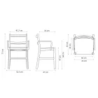 Stoel van massief beukenhout met armleuningen en gewatteerde zitting Made in Italy - Nora Viadurini