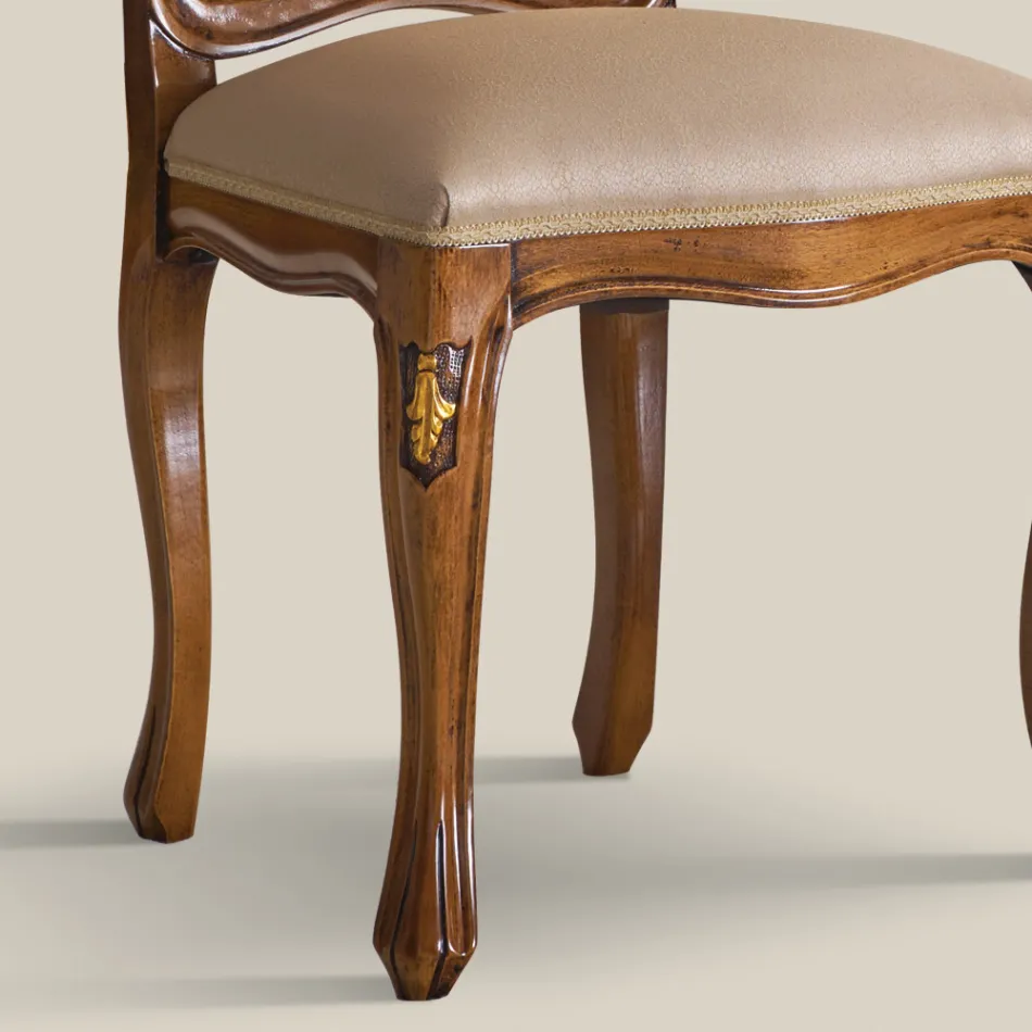 Klassieke houten stoel met luxe gestoffeerde stof Made in Italy - Majesty Viadurini