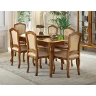 Klassieke houten stoel met luxe gestoffeerde stof Made in Italy - Majesty Viadurini