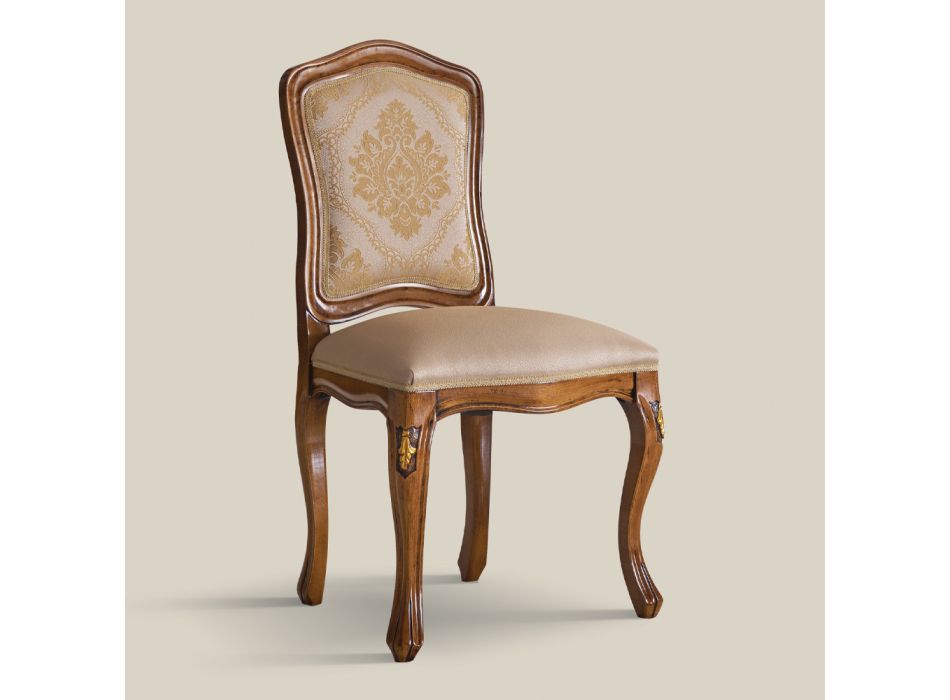 Klassieke houten stoel met luxe gestoffeerde stof Made in Italy - Majesty Viadurini