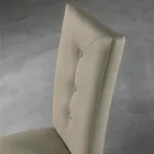 Houten stoel en eco-leren zitting met Italiaanse designknopen - Mircea Viadurini