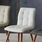 Massief houten stoel bekleed met paars eco-leer Viadurini