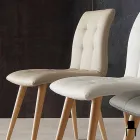 Massief houten stoel bekleed met paars eco-leer Viadurini