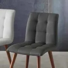 Massief houten stoel bekleed met paars eco-leer Viadurini