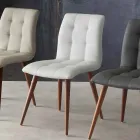 Massief houten stoel bekleed met paars eco-leer Viadurini