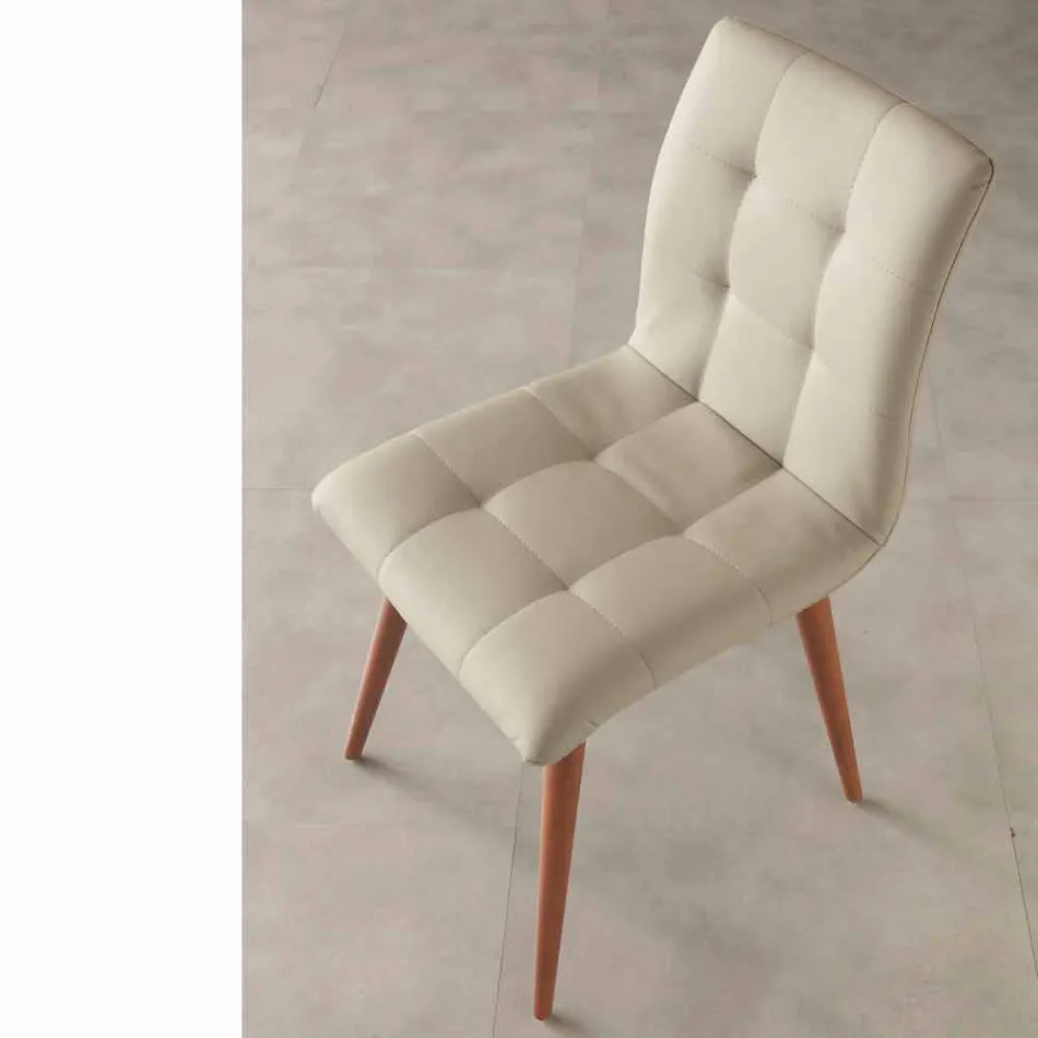 Massief houten stoel bekleed met paars eco-leer Viadurini