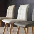 Massief houten stoel bekleed met paars eco-leer Viadurini