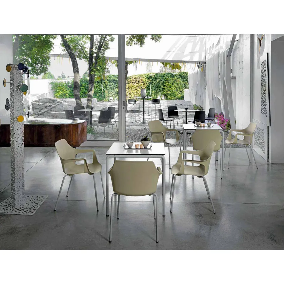 Stapelbare metalen en polypropyleen stoel gemaakt in Italië, 4 stuks - karamel Viadurini