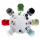 Stapelbare metalen en polypropyleen stoel gemaakt in Italië, 4 stuks - karamel Viadurini