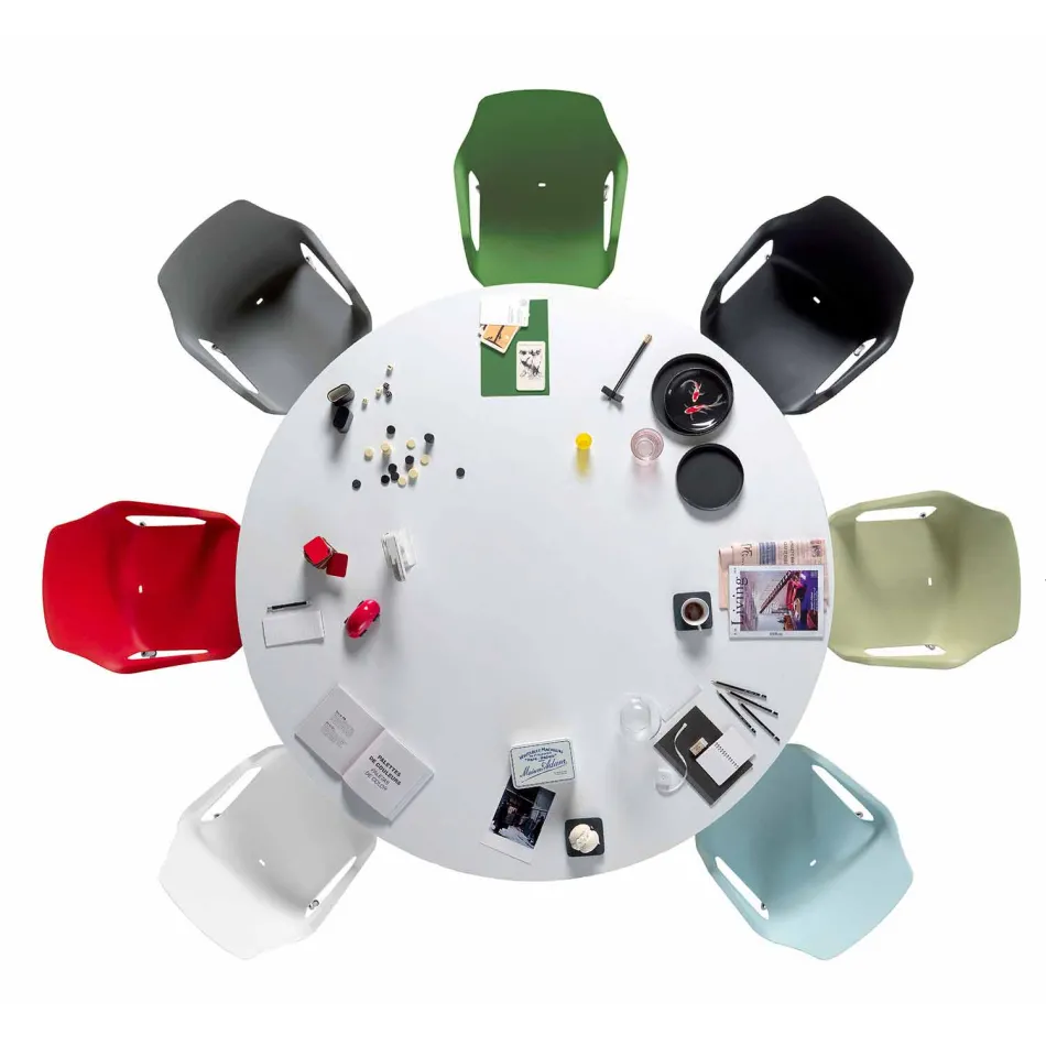 Stapelbare metalen en polypropyleen stoel gemaakt in Italië, 4 stuks - karamel Viadurini