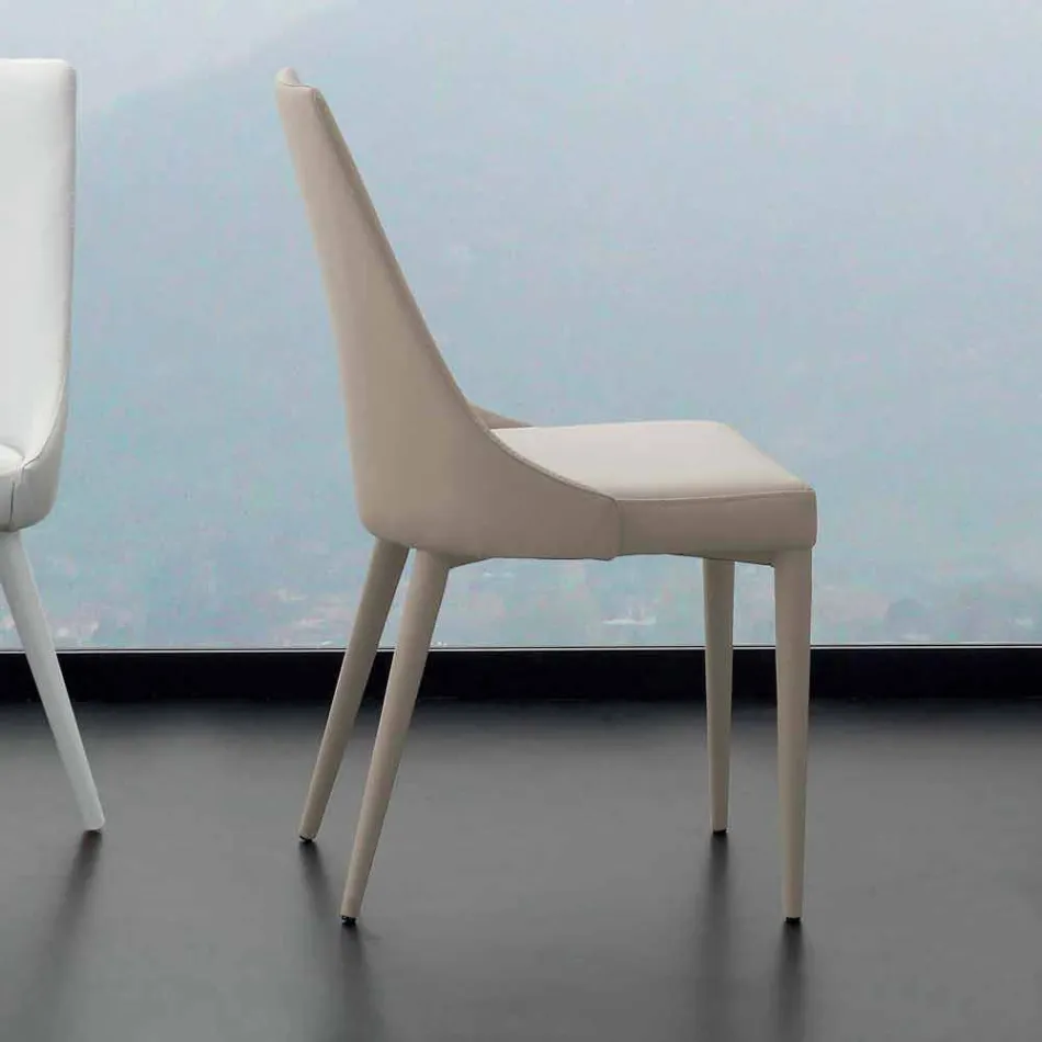 Metalen stoel geheel bekleed met Nepitella eco-leer Viadurini