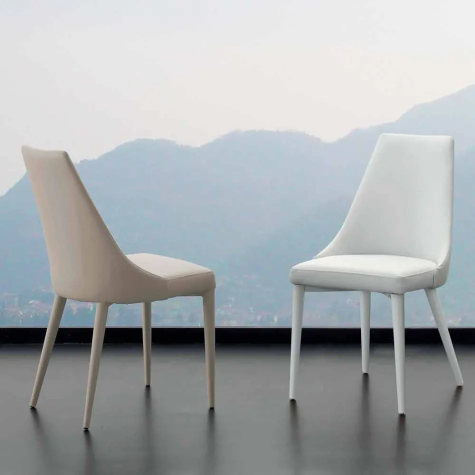 Metalen stoel geheel bekleed met Nepitella eco-leer Viadurini