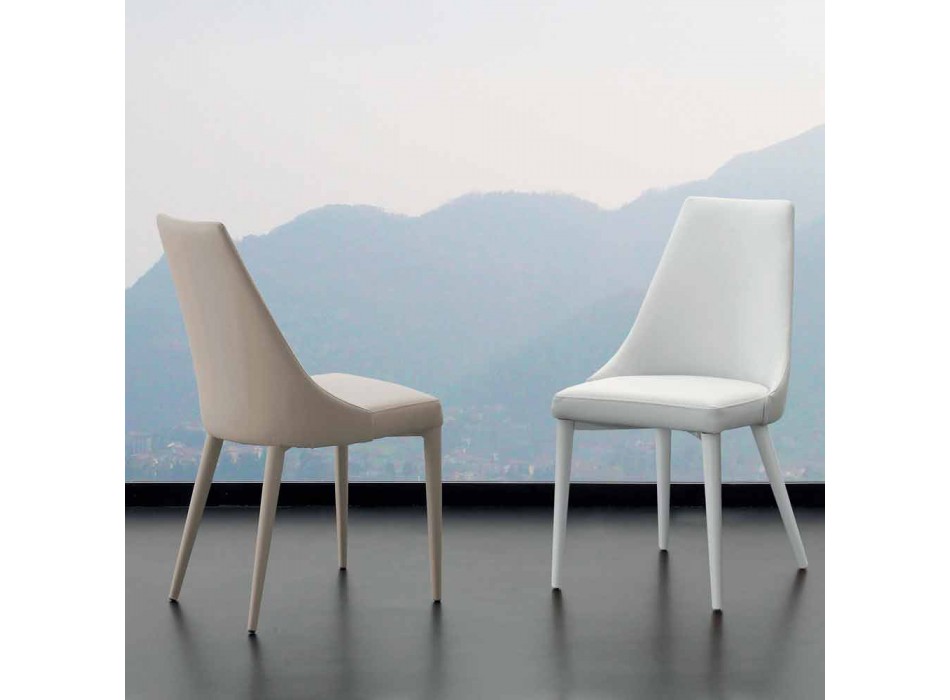Metalen stoel geheel bekleed met Nepitella eco-leer Viadurini